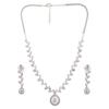 Estele Rhodium Plated Pear and Marquise Zircon Necklace Set for Women