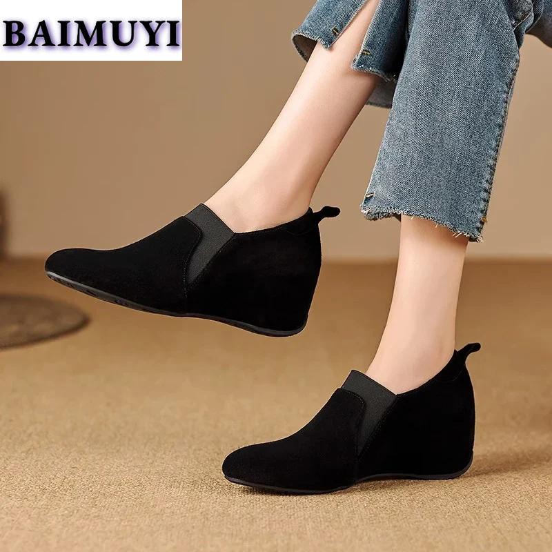 Женские элегантные замшевые туфли повседневные лоферы на танкетке брендовые ботинки женские 2024 трендовые дизайнерские туфли-лодочки зимние новинки Mujer Zapatos