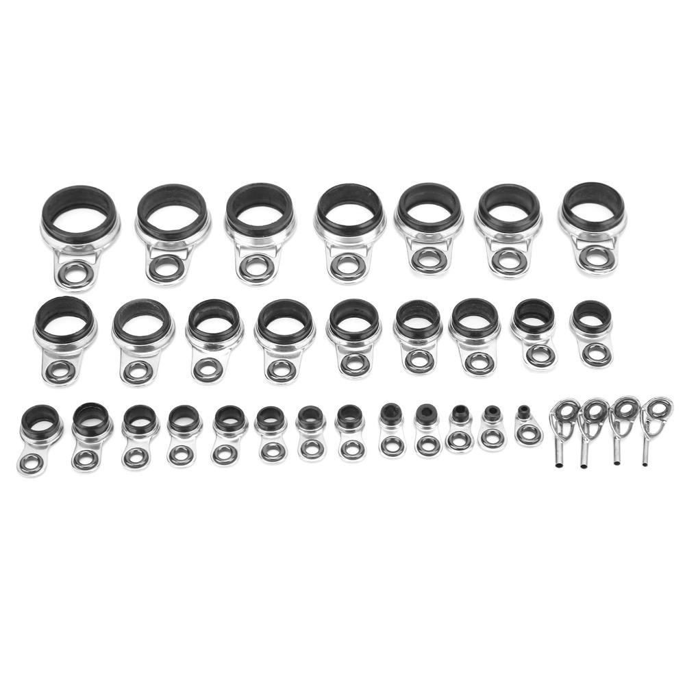 33PCS with Ceramic Loop Fishing Rod Guides Stainless Steel Raft Line Ring Fishing Rod Building