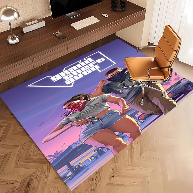 1pc Game Grand Theft Auto Print Area Rug - Soft, Washable Non-Slip Indoor Mat, Living Room, Home Office Decorative Rug,Office Decorative