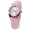 Модные кварцевые часы для девочек с розовым кожаным ремешком, светящимся дизайном, женские наручные часы