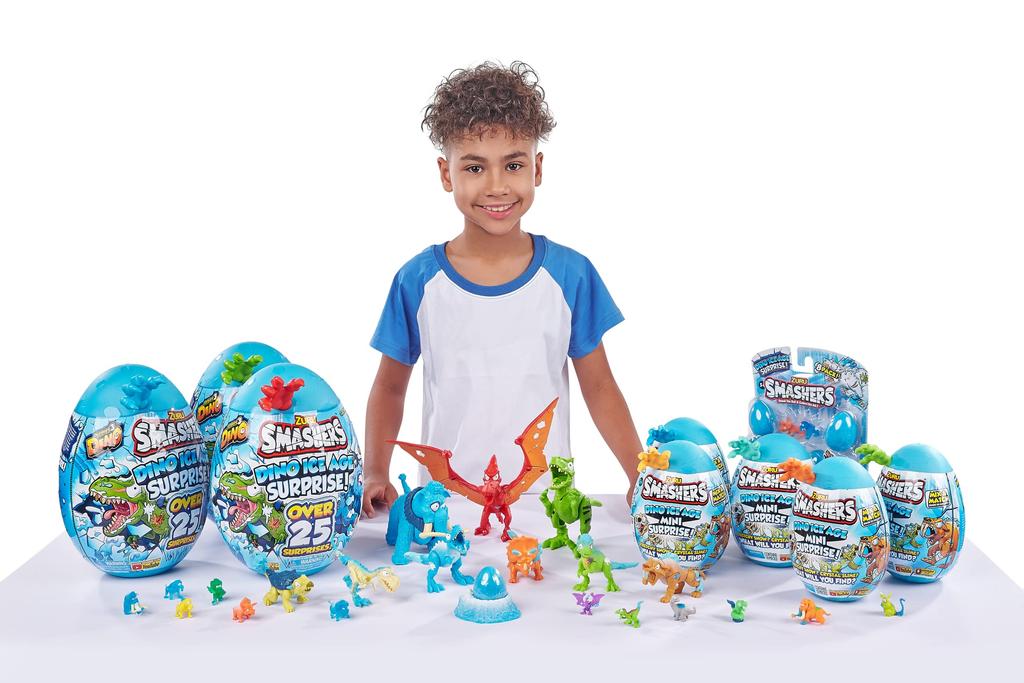 Smashers Дино Ледниковый период Набор из 12 яиц-сюрпризов ZURU Синий (7458-С001)