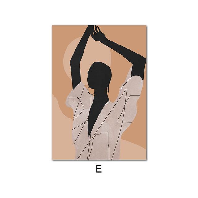 Черная Африканка Бохо Луна Рука Лист Абстрактное Настенное Искусство Холст Живопись Постеры и Принты Настенные Картины для Декора Гостиной Без Рамы