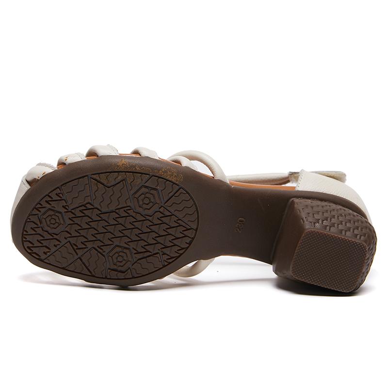 GKTINOO Женские сандалии 2024 Новые летние ретро женские туфли Натуральная кожа Ремешок с пряжкой Повседневные Высокие каблуки Ручной работы Женские сандалии