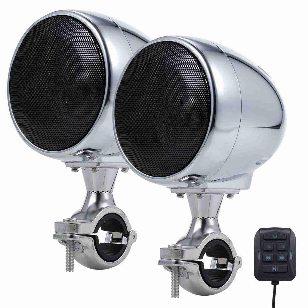 3.5inch Water Resistant BT Motorcycle Speaker with Dual 15W Speakers 300W Peak Power with Remote Control Outdoor