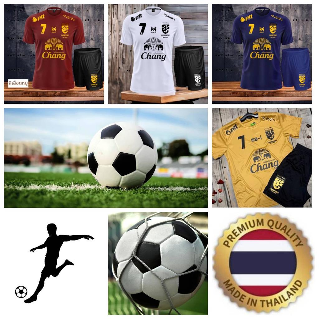 THAILAND National Football Soccer Training JERSEY CHEER Print Quick Dry Shirt V Neck Polyester Short Sleeve Uniform Elephant Logo Sport Outdoor
