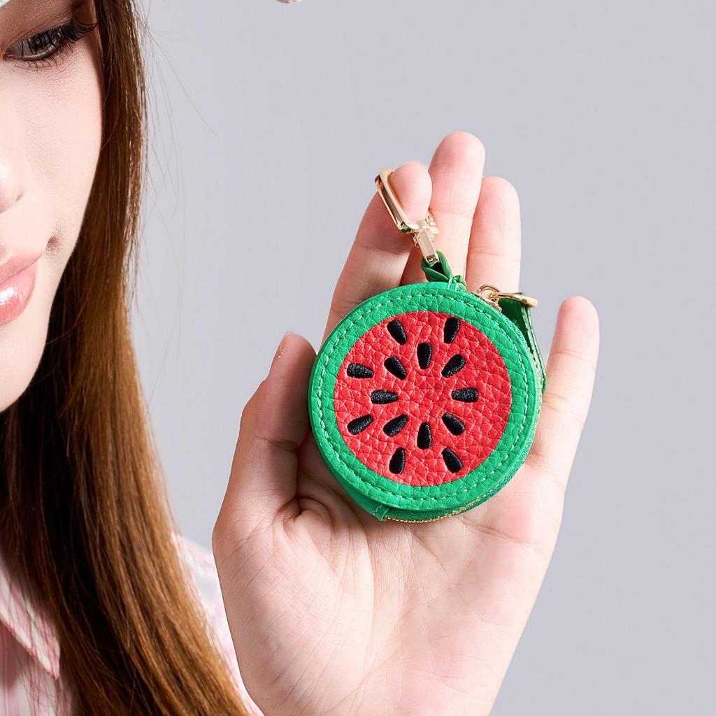 Cross-border Spot Bag Charm: Fruit Series Coin Purse, PU Leather Keychain, Earphone Bag - Small & Cute