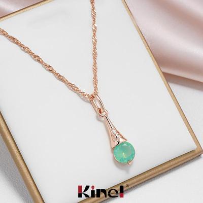 Ожерелье с подвеской Kinel Lake Green из натурального циркона для женщин, роскошные ювелирные изделия цвета розового золота, подарки для девочек, аксессуары