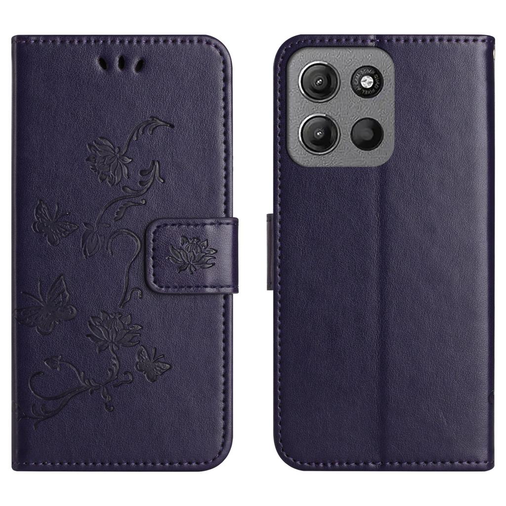 Wallet Stand Case for Motorola Moto G56 5G/G66j 5G/G66y 5G Imprinted Butterfly Flower PU Leather Phone Cover