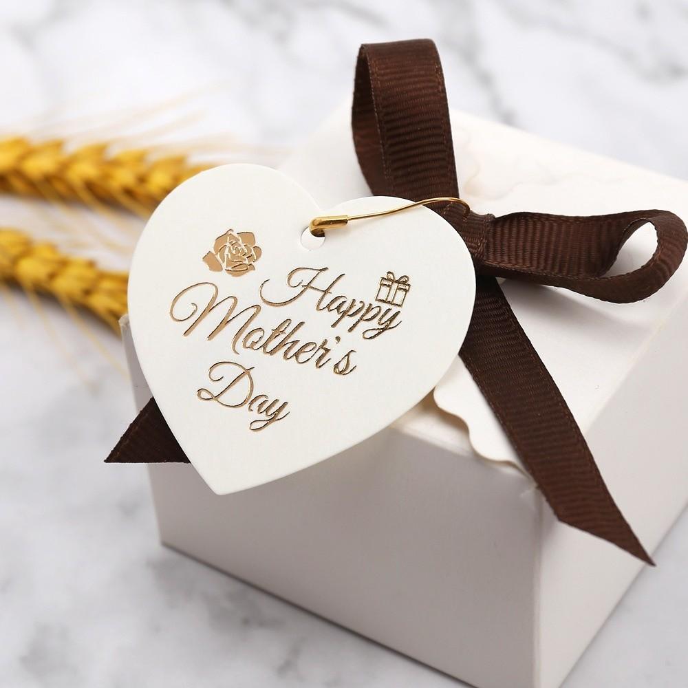 100pcs White Red Paper Mother Day Tags Hanging Decoration Cake Decor Tag Festive & Party Supplies