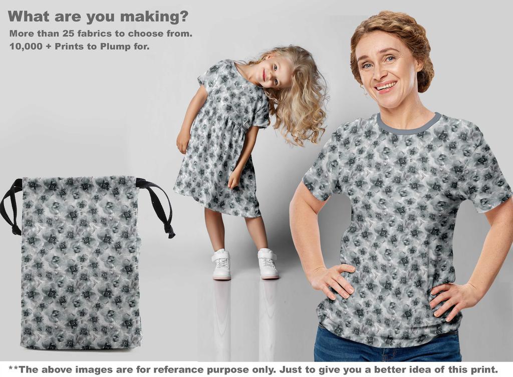 oneOone Ткань Cotton Flex Gray с акварельным цветочным принтом, швейная ткань по ярдам, 40 дюймов