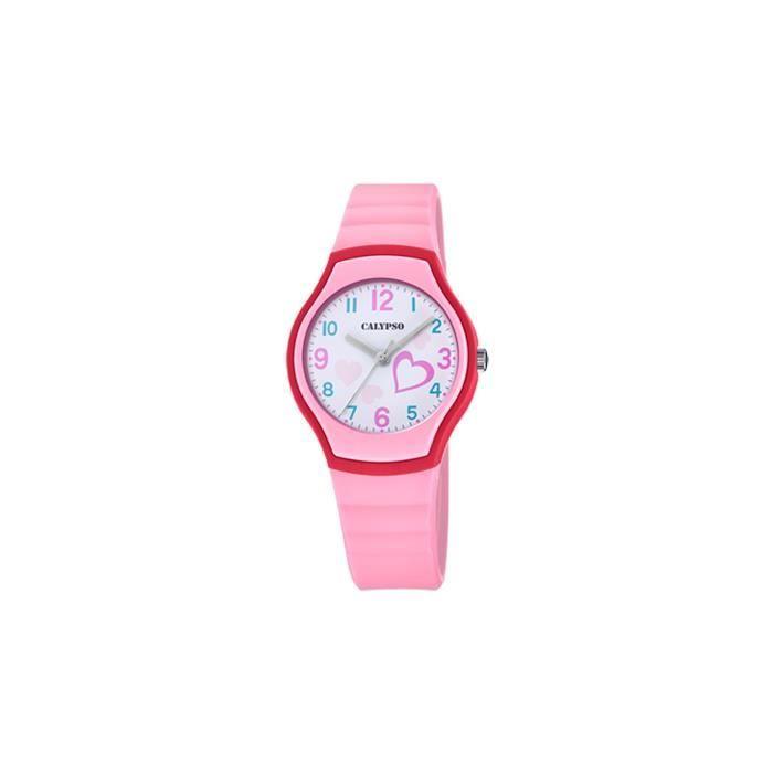 Montre - CALYPSO - Montre fille Calypso rose - Bracelet silicone - Boîtier rond - Affichage analogique