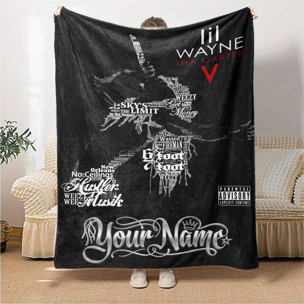 Name Custom Lil Wayne Print Flannel Blanket High Quality Warm Comfortable Cover for All Seasons Perfect for Gifts Home Decor