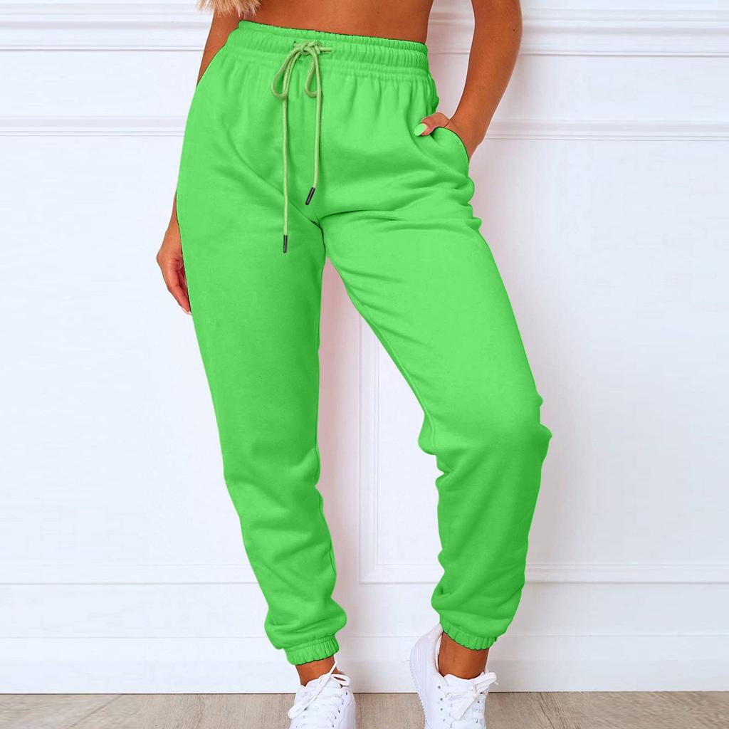 Спортивные брюки-карго для женщин, спортивные однотонные повседневные спортивные штаны с карманами и шнурком