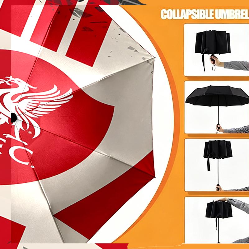 Зонт Liverpool F.C. с принтом, автоматическое открытие/закрытие - Портативный складной дизайн - Для ежедневного использования, путешествий/на улице - Подарок на день рождения