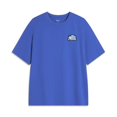 Футболка унисекс с коротким рукавом и круглым вырезом Li Ning X Disney Monsters University Collaboration, свободного покроя, светло-голубого цвета AHSU497-4