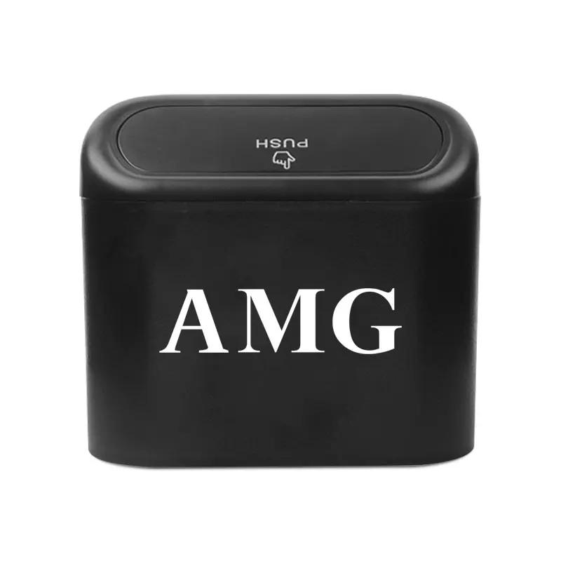 AAUT1 Car Trash Can Storage Box Vehicle Multifunctional Garbage Dust Case Stickers For Mercedes Benz A B C E S AMG CLA CLK GLA