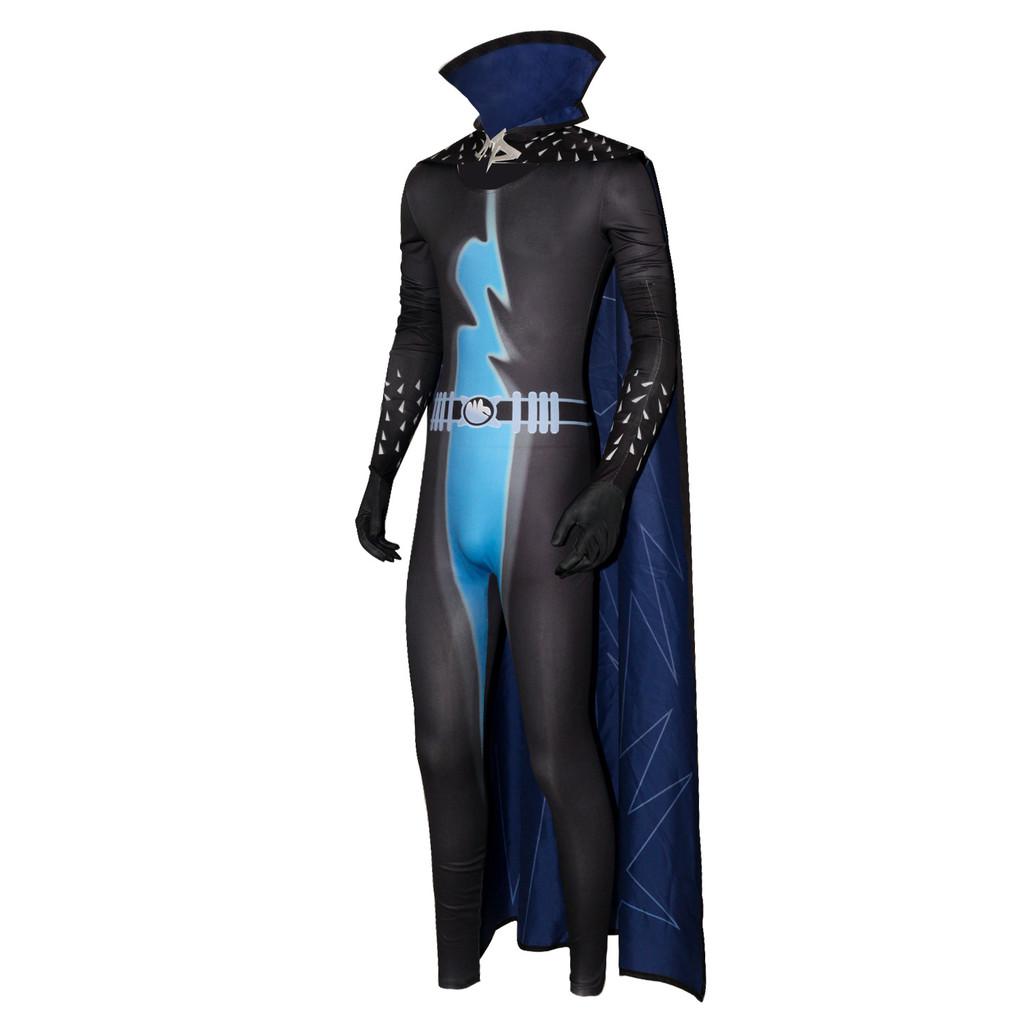 Megamind Cosplay Halloween Jumpsuit Cloak Set Performance Costume For Adult