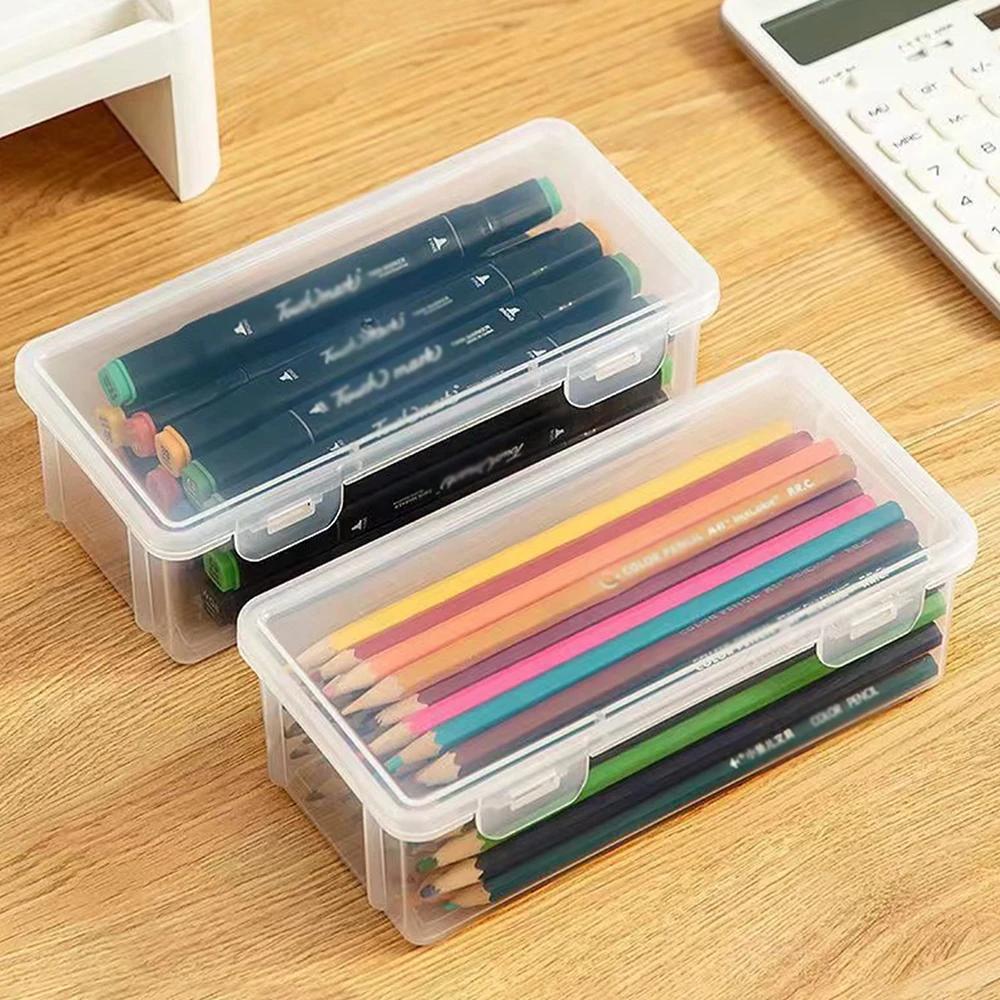 1pc/4pcs Translucent PencCase Large Capacity Lightweight Convenient for School Supplies Storage Pen Box School Supplies