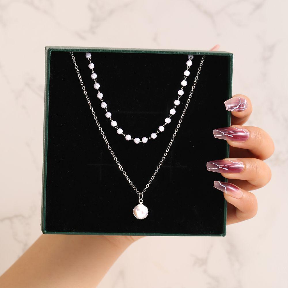 iF ME Vintage Pearl Multilayer Butterfly Necklace Gold Color Pendant Choker Chain Women Jewelry Accessories[No Box]