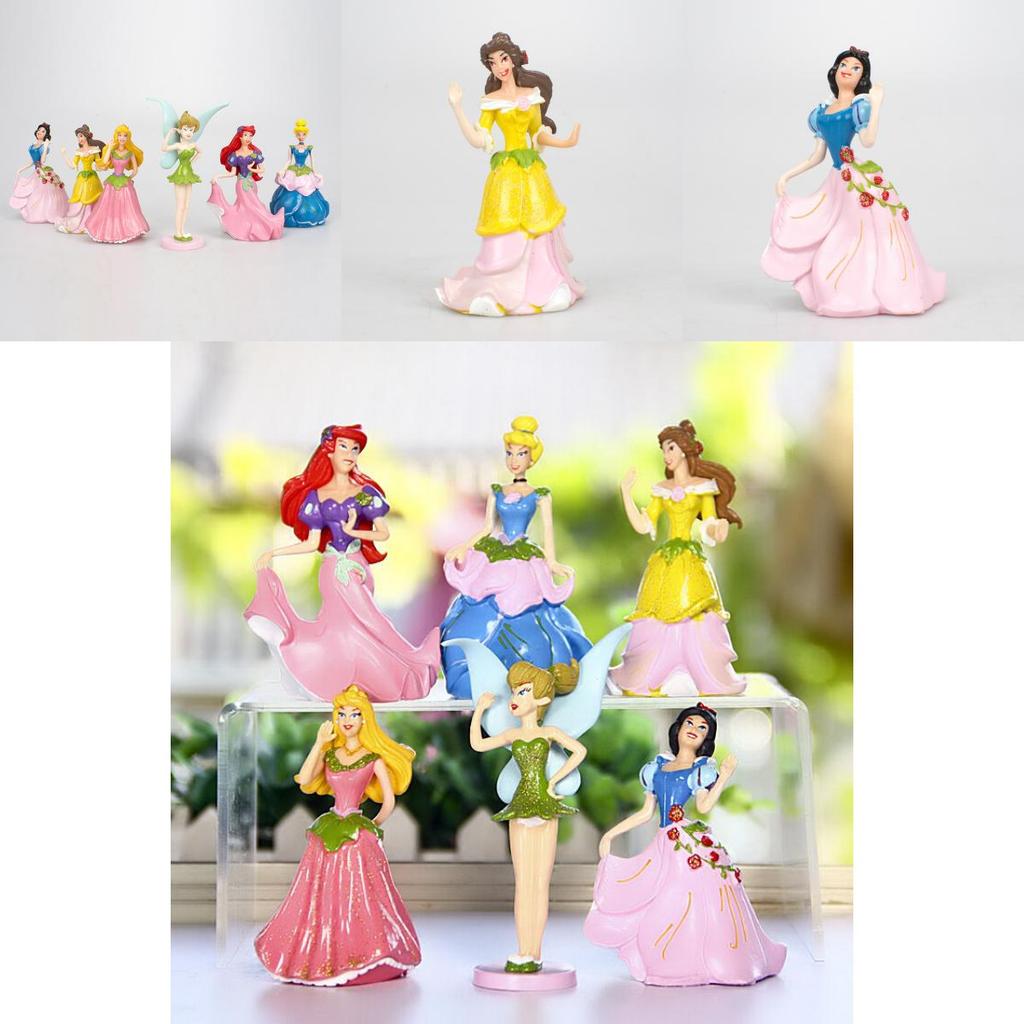 6pcs Disney Princess Figures Toy Set With Aurora And Belle For Cake Decoration