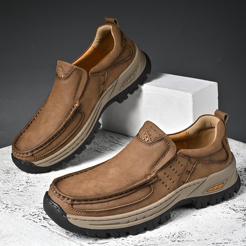 Модные лоферы из натуральной кожи, повседневная обувь, мужская обувь ручной работы для ходьбы, уличная обувь для трекинга, нескользящие мужские слипоны, мокасины