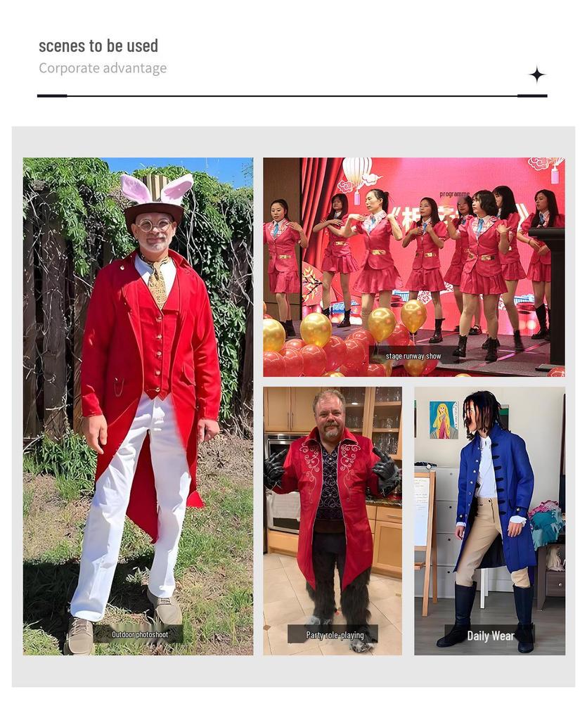 European & American Steampunk Medieval Halloween Tailcoat for Men