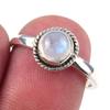 Натуральный Радужный Лунный Камень Драгоценный Камень Ручной Работы 925 Стерлинговое Серебро Кольцо Размер 6.5 J2s65