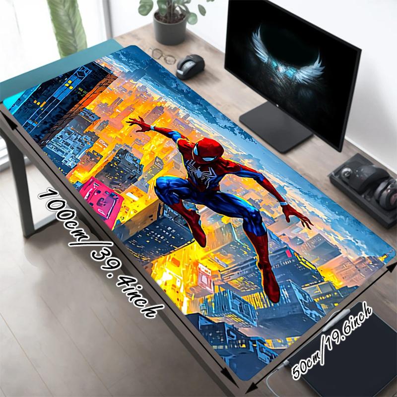 1Pc Spiderman City Flames Gaming Mouse Pad Keyboard Desk Mat Non-slip Rubber Lock Edge Waterproof Computer Mousepad for Office Home Decor Y1614