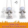 Skull Car Mirror Hanging Ornament with Christmas Hat Goth Auto Accessories for Men Women Swinging Skeleton Pendants Horror Things Spooky Charms Decor