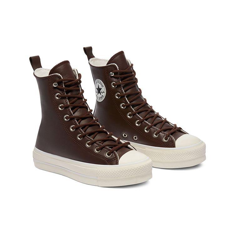 Converse Женские кроссовки Chuck Taylor All Star на сверхвысокой платформе Mountain Club Коричневые Dark-Root Egret 570027C