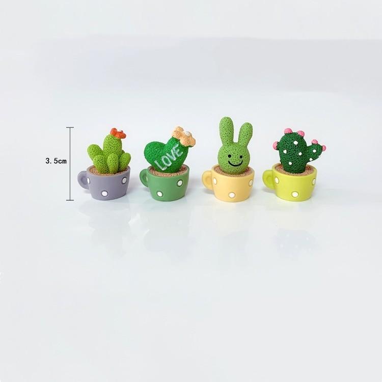 4 шт. Мини-кактус, подарок на День святого Валентина, креативное маленькое свежее украшение в виде кактуса, смоляное растение, небольшой горшок, украшение для автомобиля
