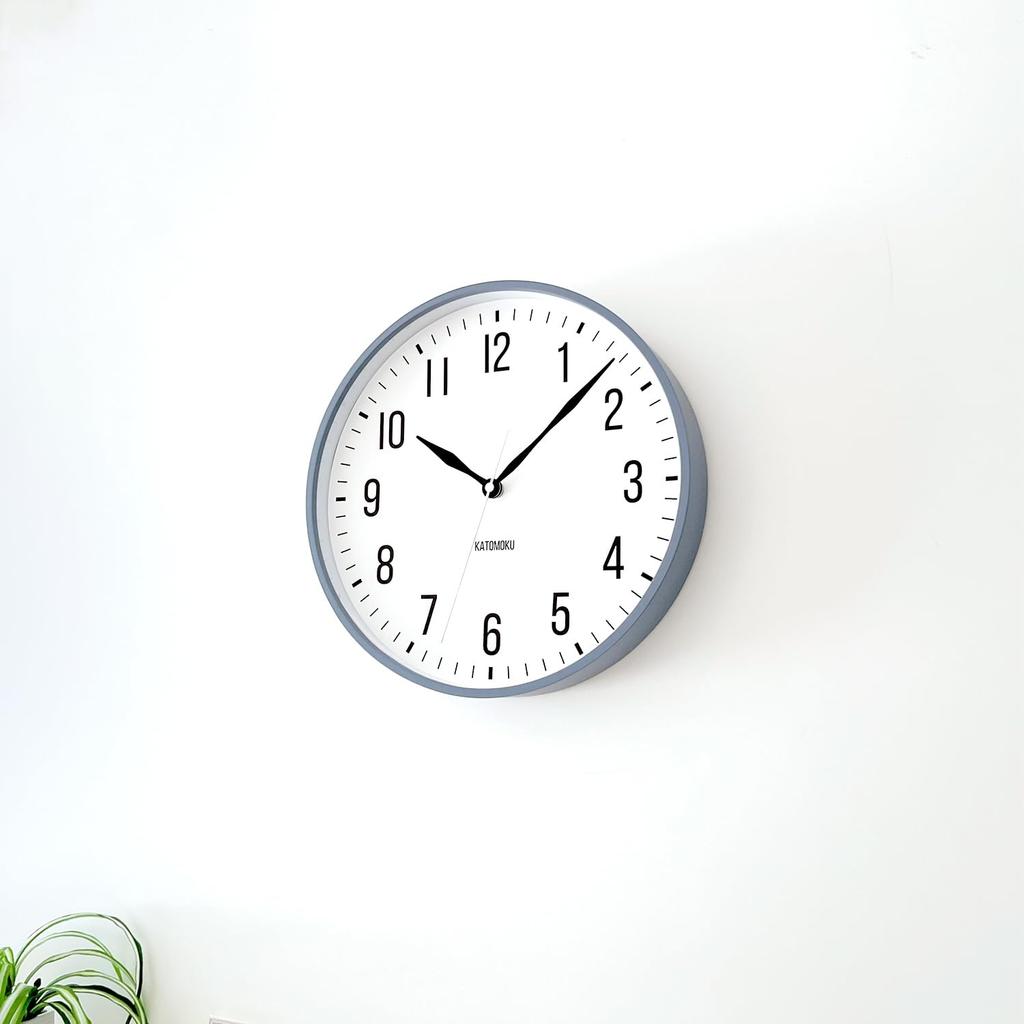 KATOMOKU plywood clock 19, gray, km-111GRRC, wall clock with continuous second hand, 30.4cm diameter (radio-controlled clock)