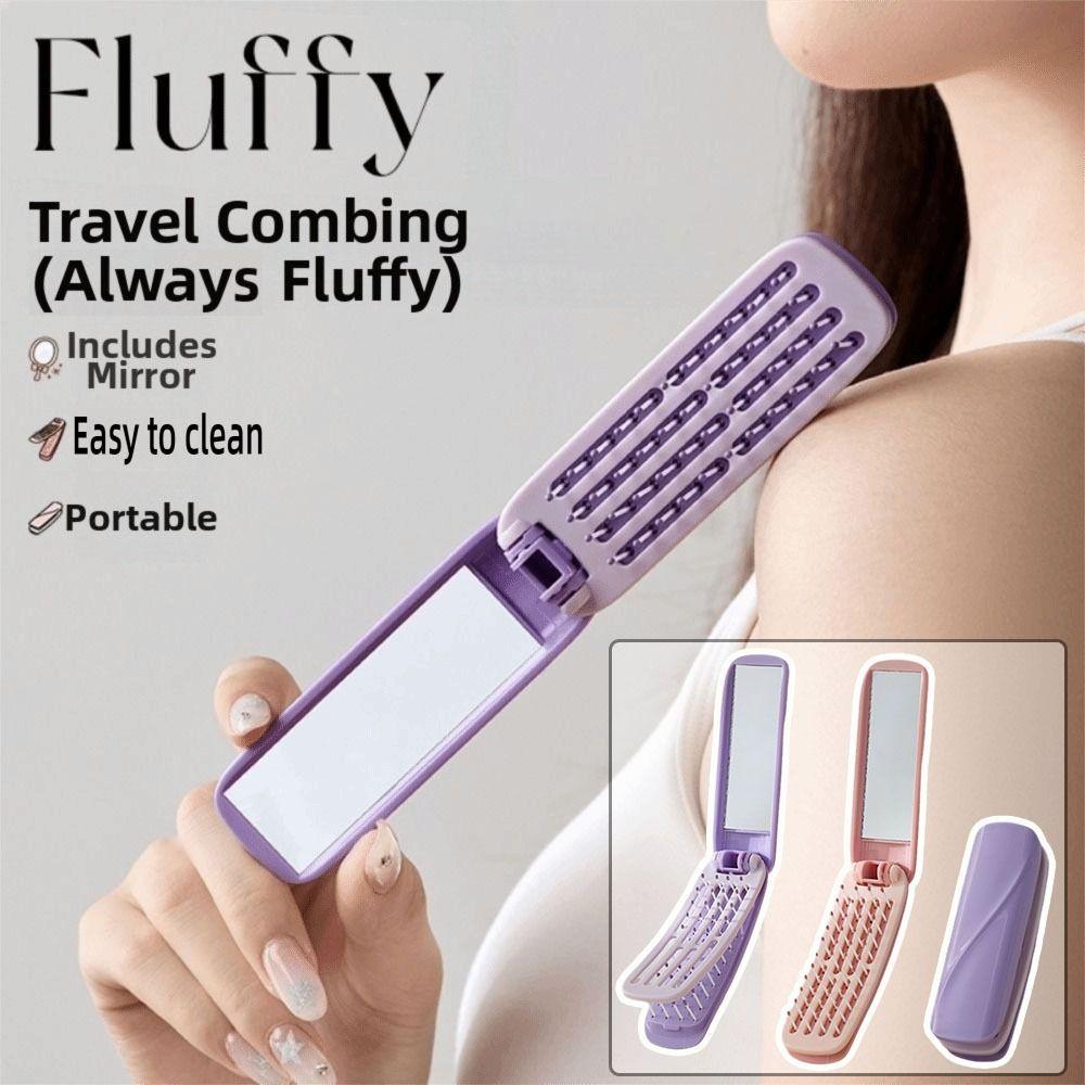 С зеркалом, складное карманное зеркало, расческа, самоочищающаяся мини-массажная щетка для волос для всех