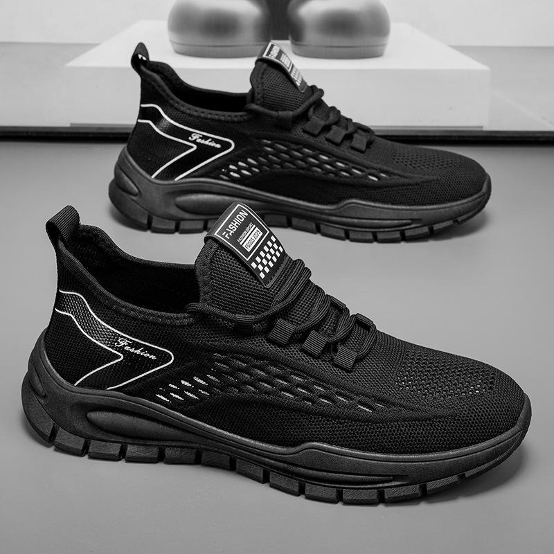 2025 Spring Men's Shoes New Mesh Fashionable Comfortable and Convenient One-pedal Leisure Sports Youth Lace-up Trendy Shoes