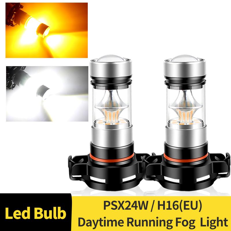2 шт. Canbus PSX24W Светодиодные противотуманные фары H16(США) 5202 Дневной ходовой огонь 100 Вт 6000K PS19W Белый/Янтарный Автомобильная фара для дневного света 12 В