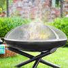 Fire Pit Spark Screen Round 36", Reinforced Heavy Duty Steel Metal Cover, Outdoor Firepit Lid, Easy-Opening Top Screen Covers Round with Ring Handle