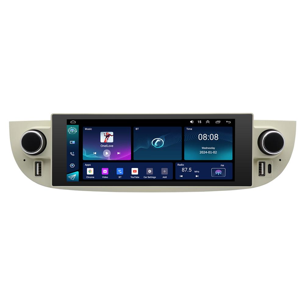 6,86-дюймовая автомагнитола Android 14 Carplay 2 ГБ 32 ГБ, GPS-навигация для Fiat 500 2007-18