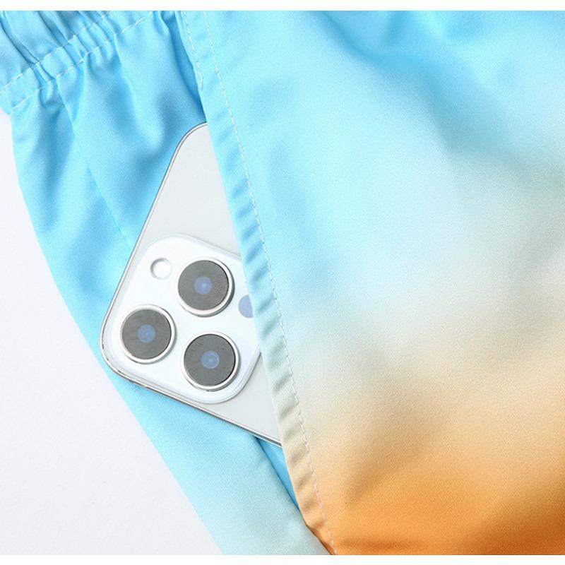 Men's Summer Quick Drying Shorts with Gradient Printed Casual Sports Beach Shorts