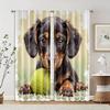 2 Pcs, Filtering Curtains (excluding Rods, Non-movable, Without Batteries) Puppy Playing with Ball for Use In Bedrooms and