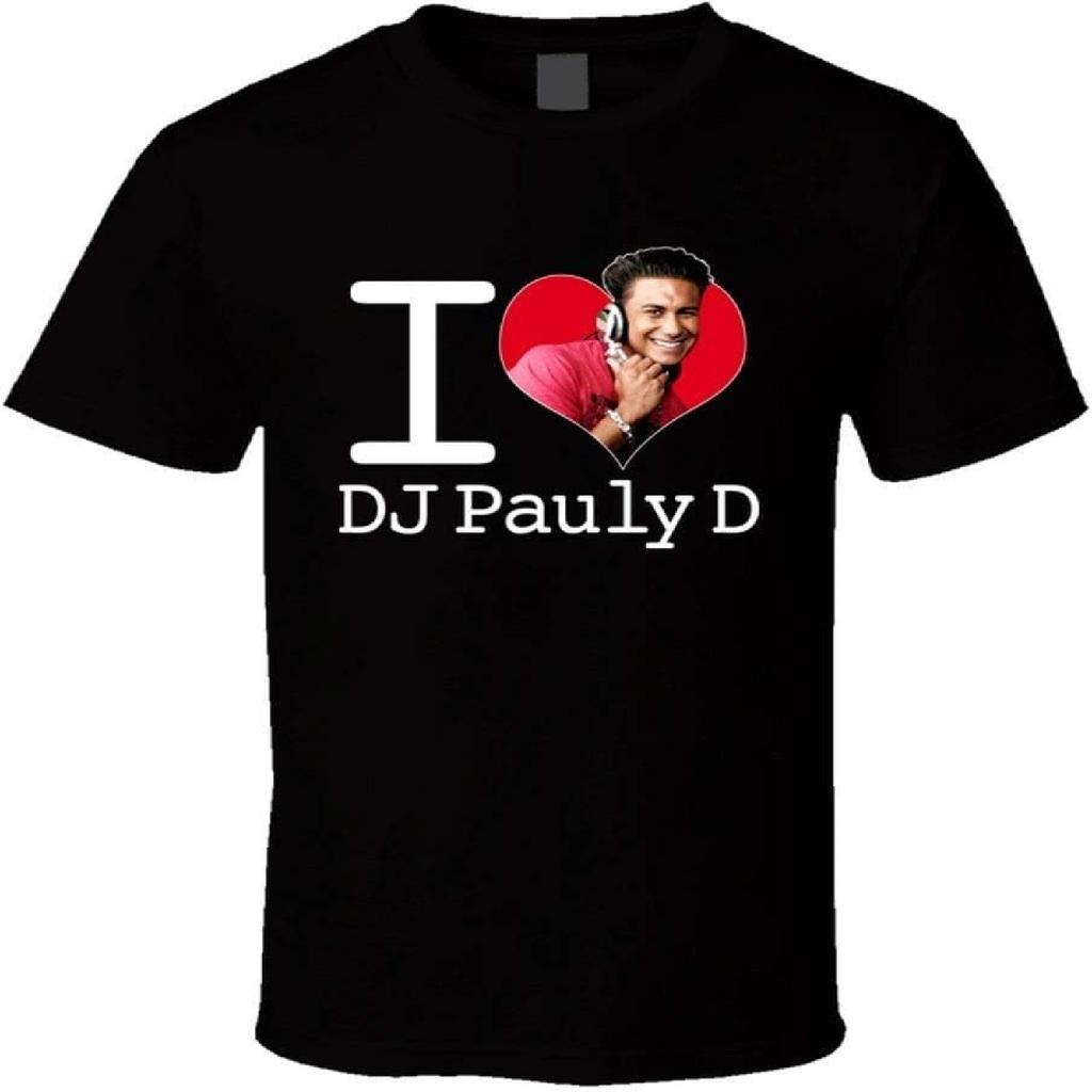 Stylish T-Shirt I Love Dj Pauly D Heart Music T Shirt Tee Cotton Graphic T Shirts Black
