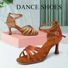 Women Girls Latin Shoes Soft Sole Salsa Tango Ballroom Shoes Rubber Sole High Heeled 7CM