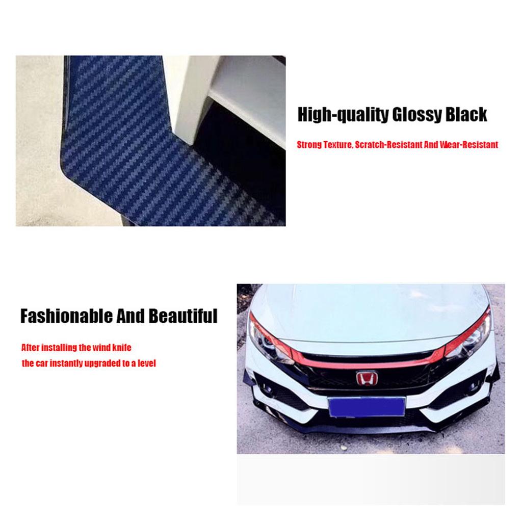 ABXV-4Pcs Car Front Bumper Lip Splitter Fin Long Air Knife Auto Body Kit Car Spoiler For Honda Civic 10TH Type-R 2019-2021