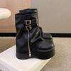 Женские полусапоги 9 см Новые шнурованные лакированные ботинки на массивной подошве в стиле панк Осенние туфли на высоком каблуке Платформа Мотоботы для женщины