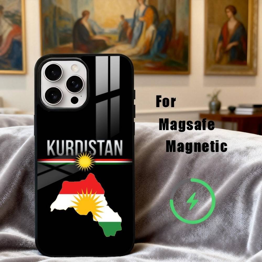 K-Курдистан-N F-Флаг-G Чехол для телефона для iPhone 17, 16, 15, 14, 13, 12, 11 Plus, Pro Max Магнитный для Magsafe Беспроводная зарядка