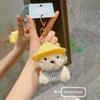 Straw Hat Dog Plush Keychain With Cute 3d Design For Bag Decor