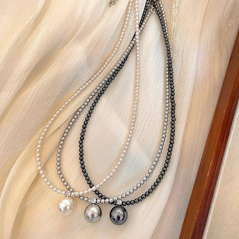 Элегантное французское винтажное жемчужное ожерелье с трехцветным жемчужным воротником, цепочка, осень и зима, новый тренд