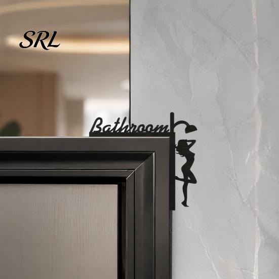 Modern Minimalist Decor Funny Bathroom Door Sign, Thinking Room Metal Wall Art with Humorous Quotes, Self-Adhesive Clever Toilet Sign for Restroom,