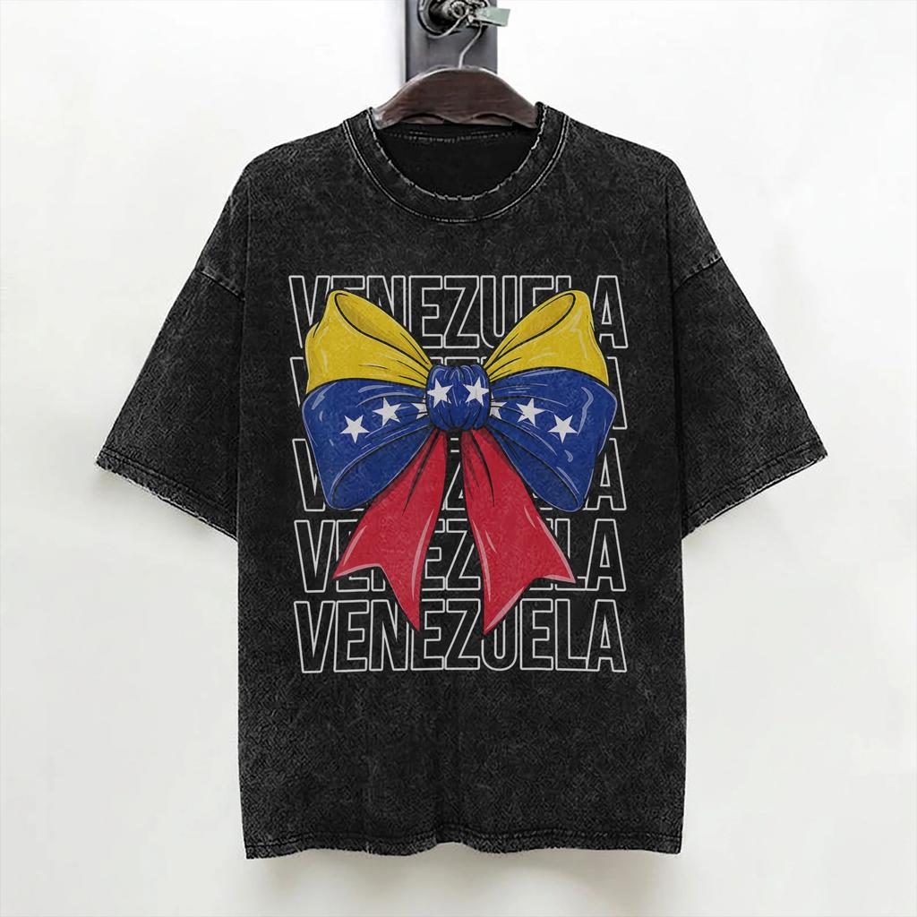 Venezuela Flag Venezuelan T Shirt Washed Cotton Oversize TShirt Vintage for Men Women Streetwear Graphic Printed Tops Tees