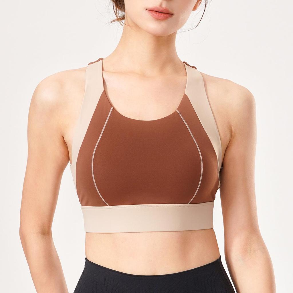 Осенне-зимний спортивный бюстгальтер колор-блок: Поддержка высокой интенсивности для бега и йоги